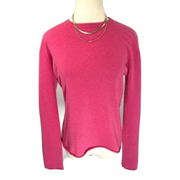 Cortland Park 100% Cashmere Anchor Sweater Size XS Crew Neck Barbiecore - Picture 2 of 11